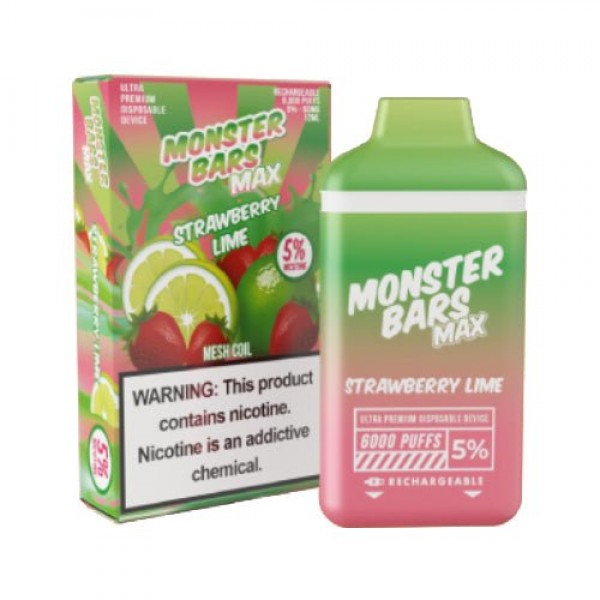 Monster Bars MAX 6k Strawberry Lime Disposable Vape Pen