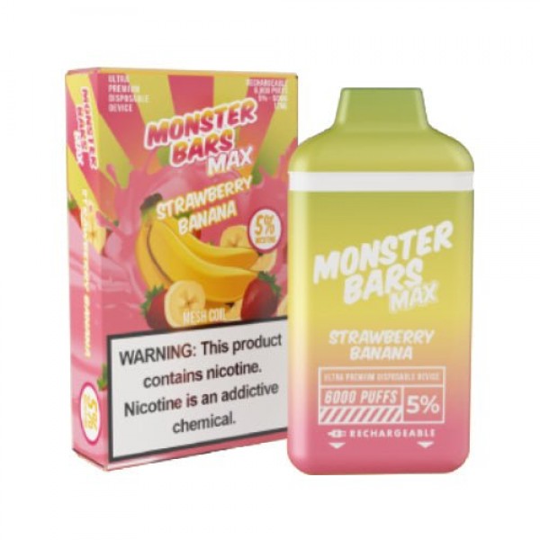 Monster Bars MAX 6k Strawberry Banana Disposable Vape Pen