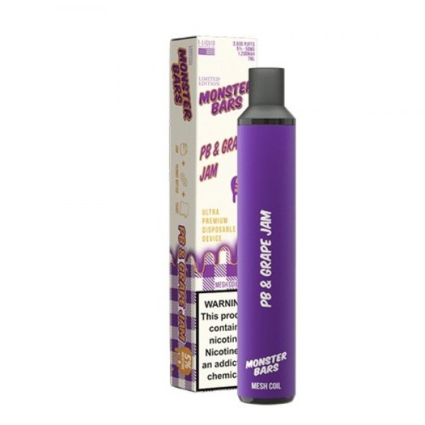 Monster Bars 3500 PB & Grape Jam Disposable Vape Pen